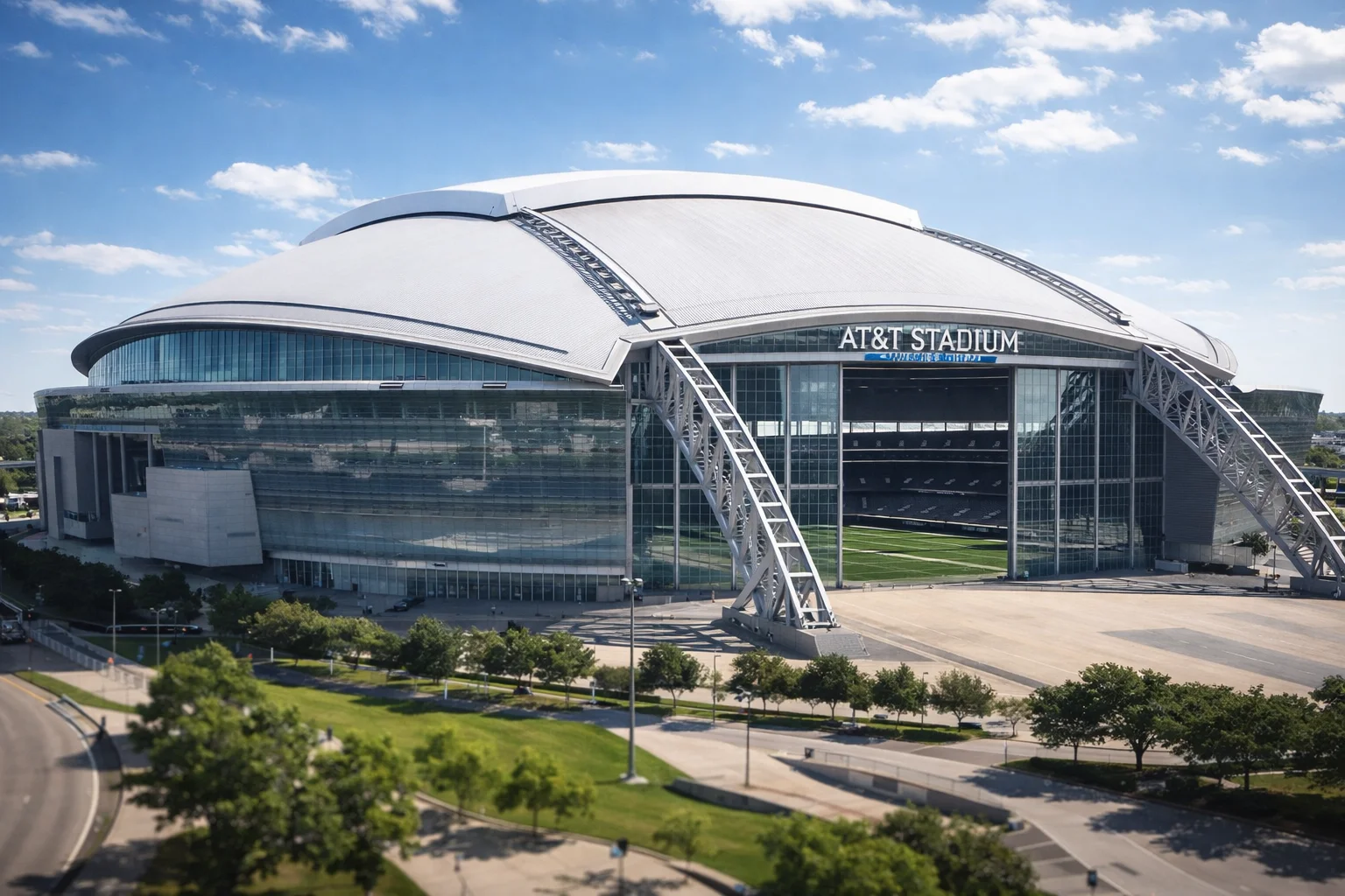 AT&T Stadium i Arlington, Texas – en av VM 2026:s huvudarenor med retraktabelt tak