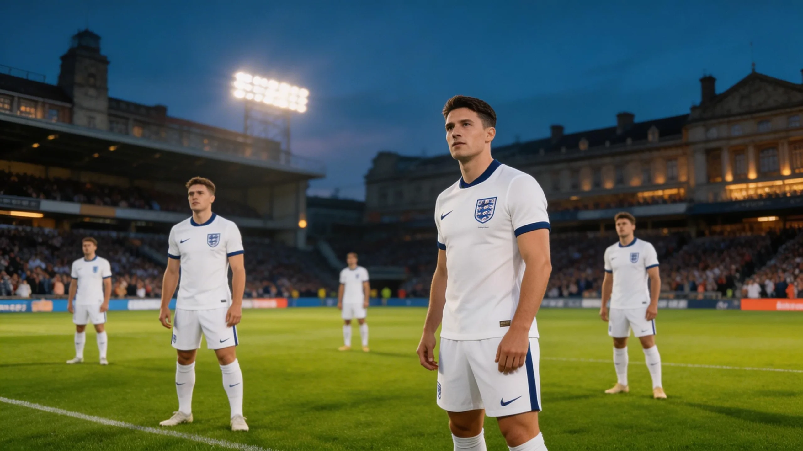 Englands landslag i fotboll med Jude Bellingham inför VM 2026