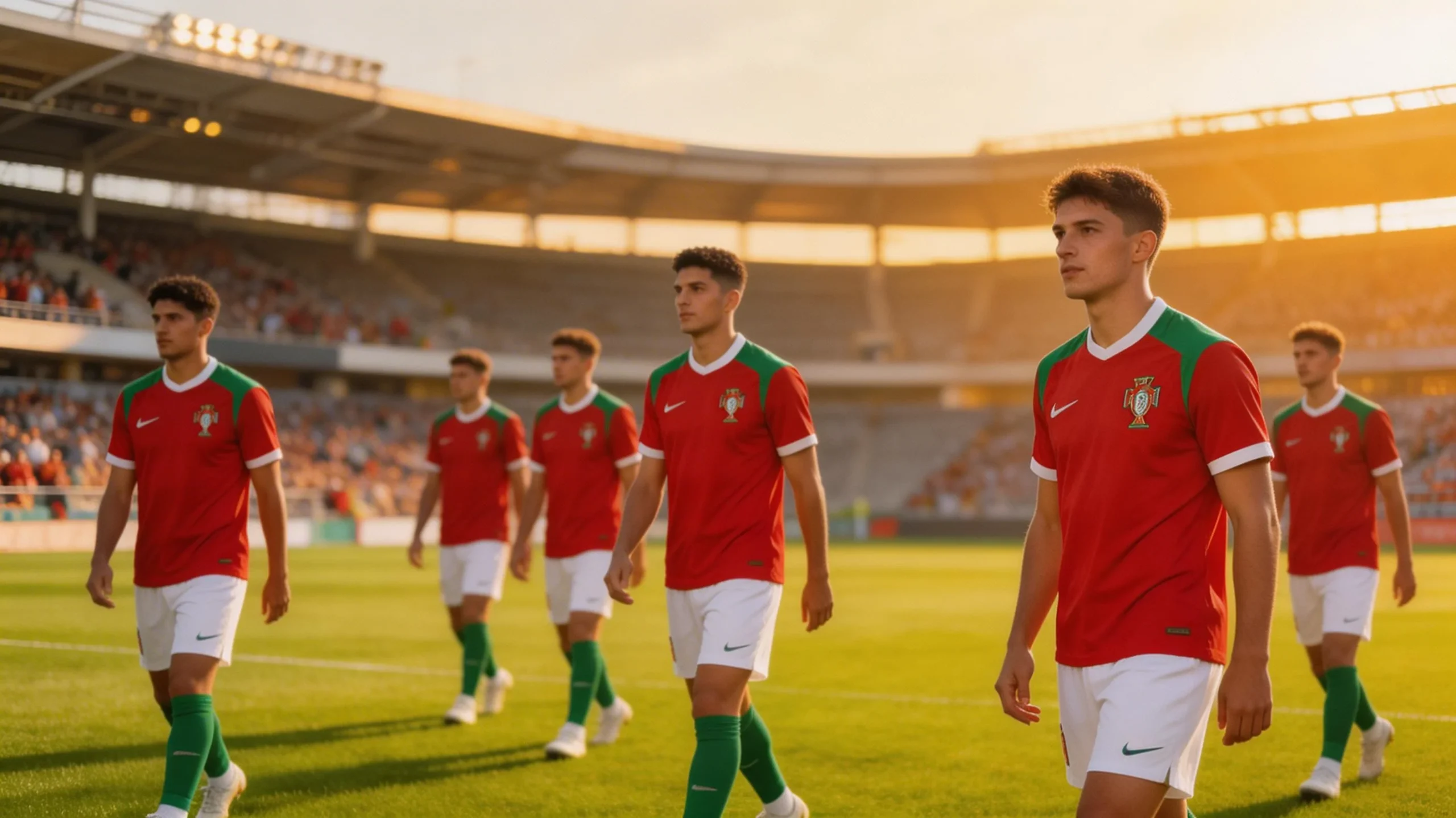 Portugals landslag i fotboll med Rafael Leão inför VM 2026